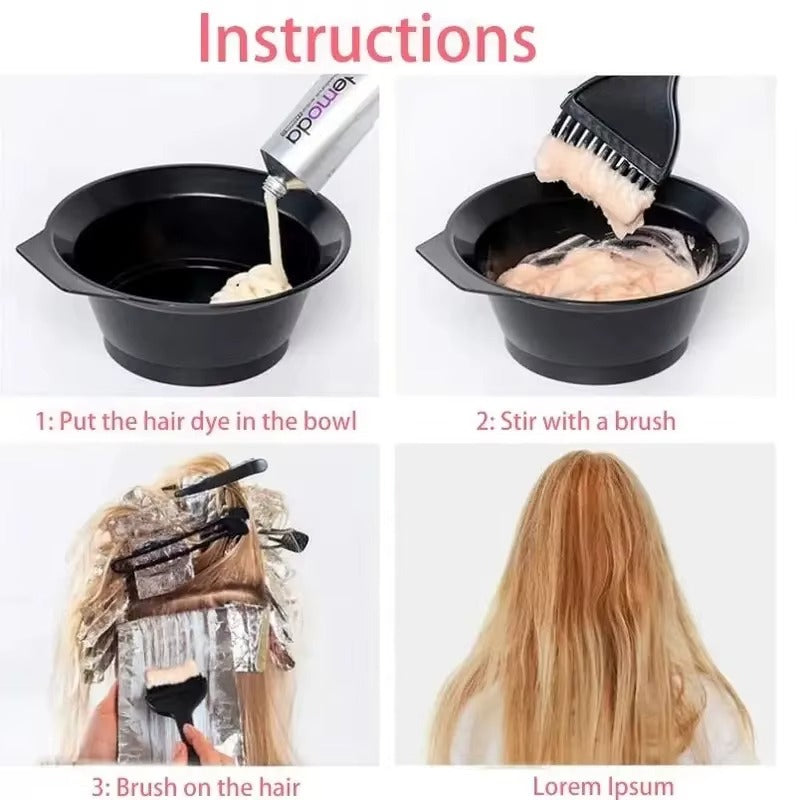 4pcs Hair Dye Kit Set Professional Hair Colour Dyeing Bowl Stirring Brush tools
