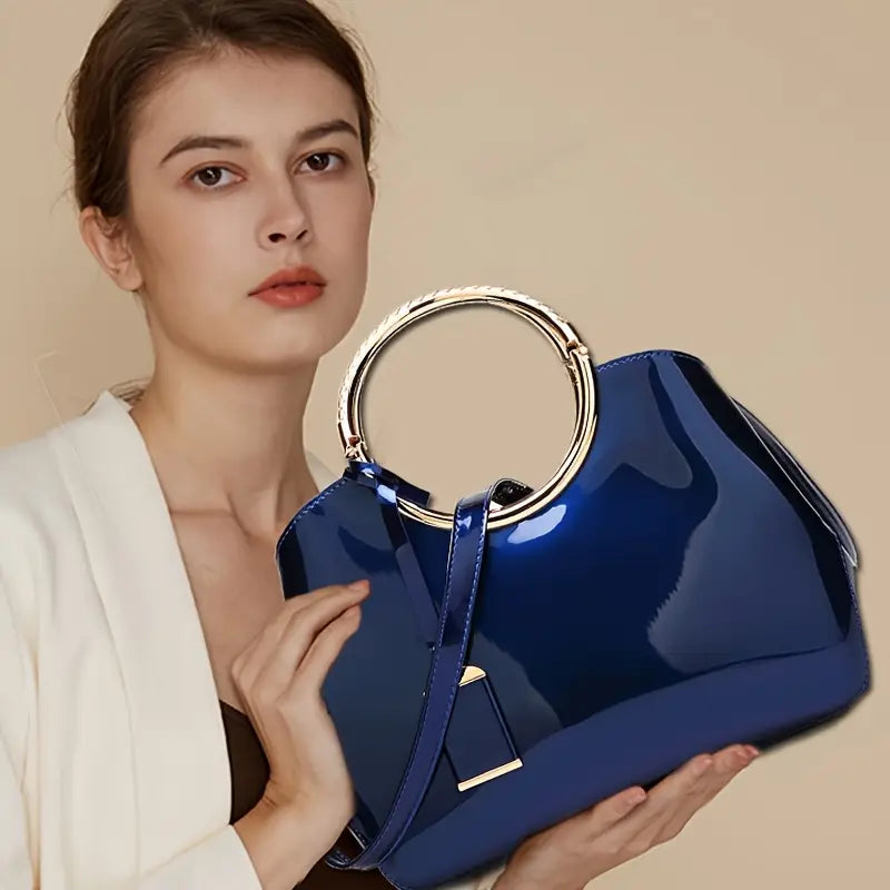 Stylish PU Leather Blue Handbag for women