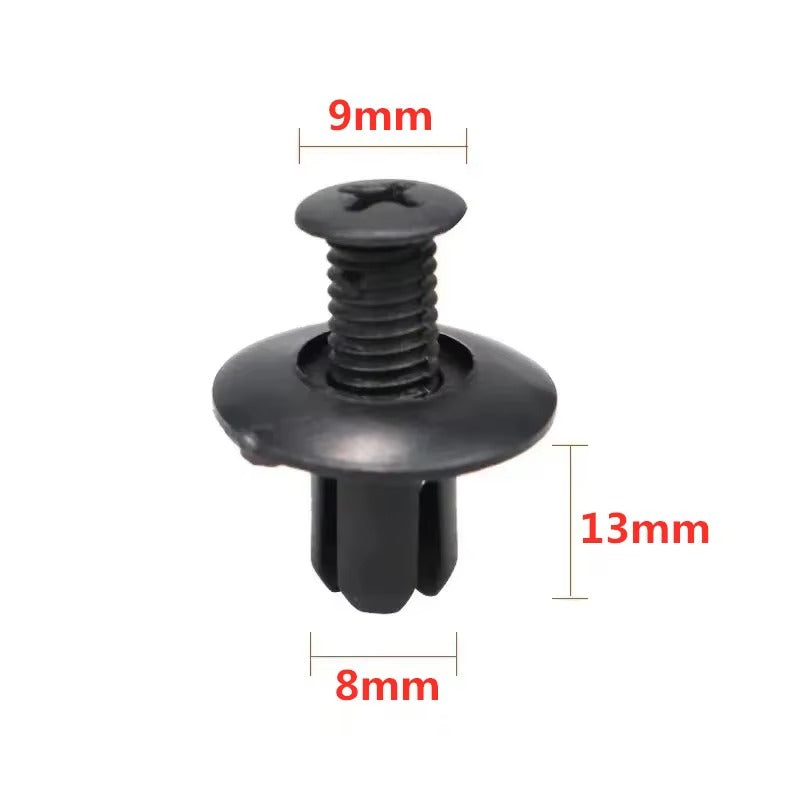 8mm Plastic Rivets Fasteners Screw Car Bumper Fender Black Rivet Car Fastener Clips for Toyota Focus Kia Nissan