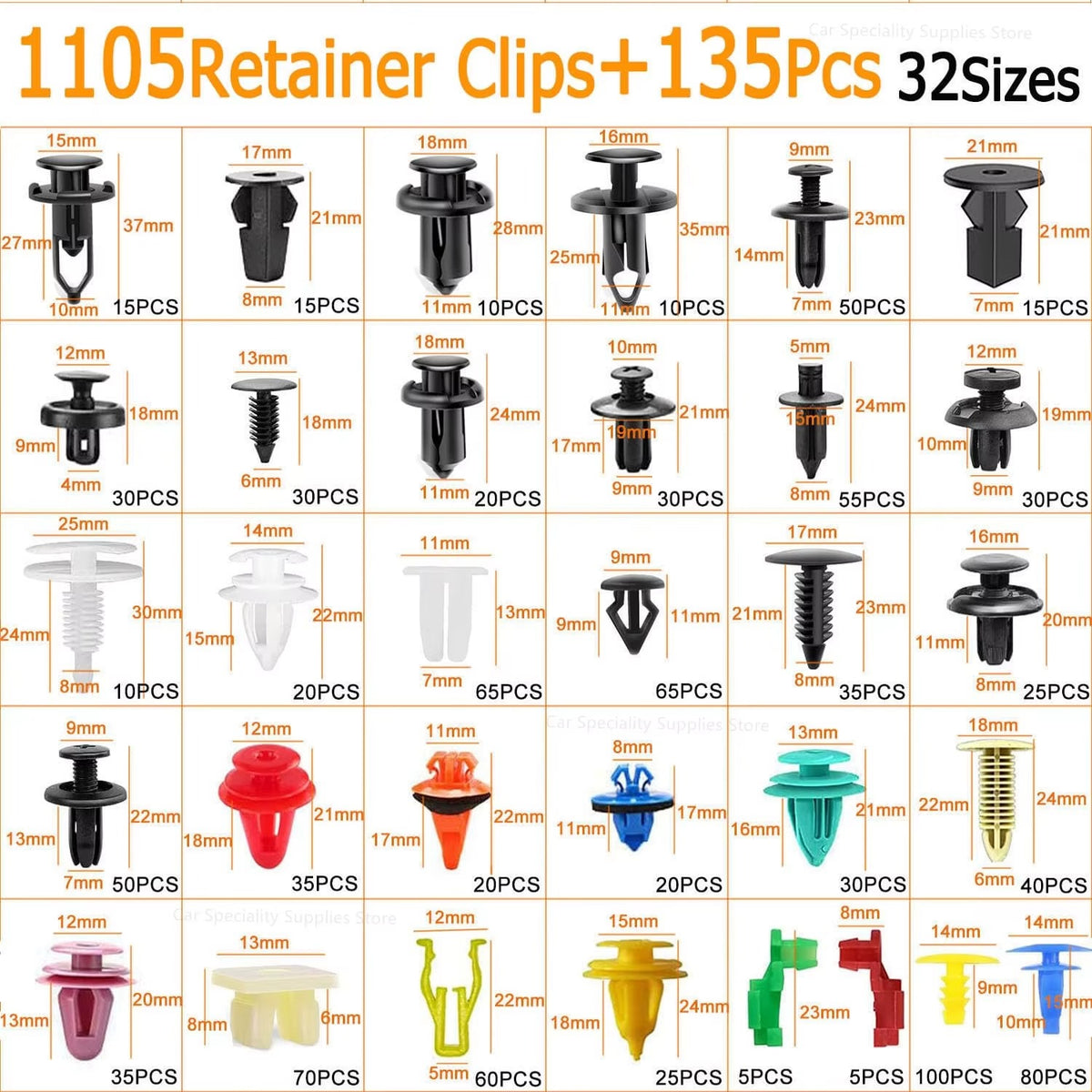 Plastic Car Fastener Clips Kit Mixed Car Bumper Door Trim Panel Auto Bumper Rivet Retainer Push Engine Cover