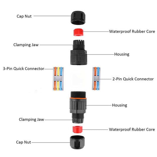 Cable Connectors 2-Way Lever Wire Connectors TeeTube 2-Entry 2-Pole 32A