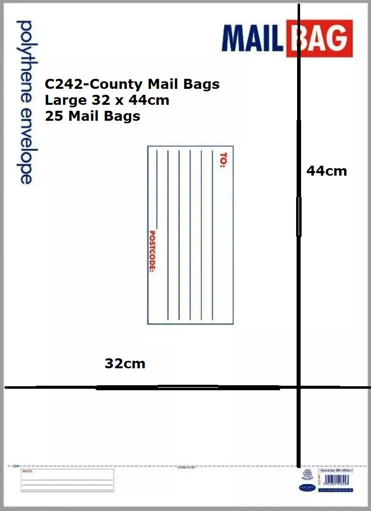 County Polythene Mail Bags, Small, Medium, Large, Ex-Large, Jumbo Mail bags