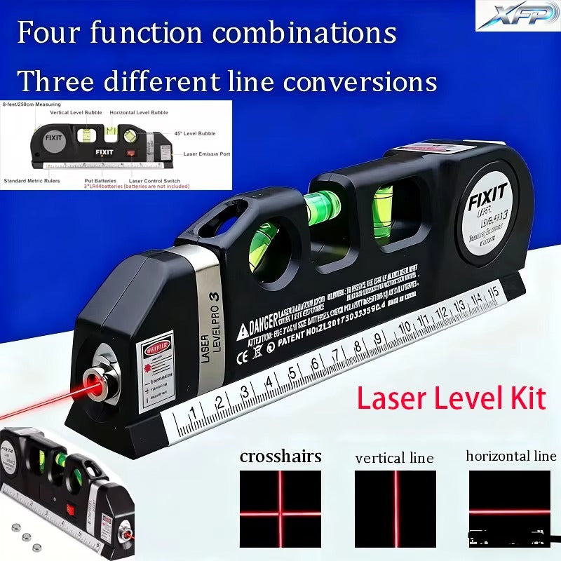 Laser Level Line Tool Multipurpose Laser Level Kit Standard Cross Line 8ft Tape