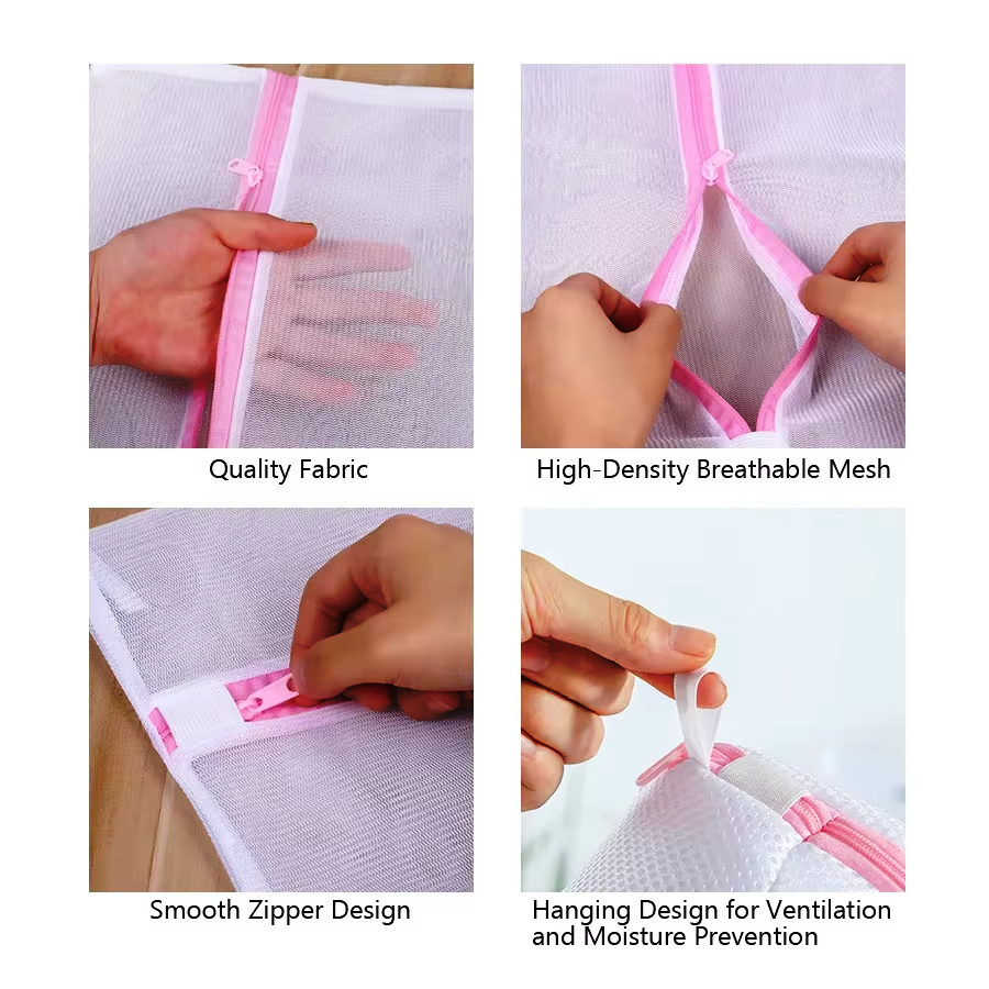 3x Zipped Laundry Washing Machine bags Mesh Net for Bra Socks Lingerie Underwear to Wash