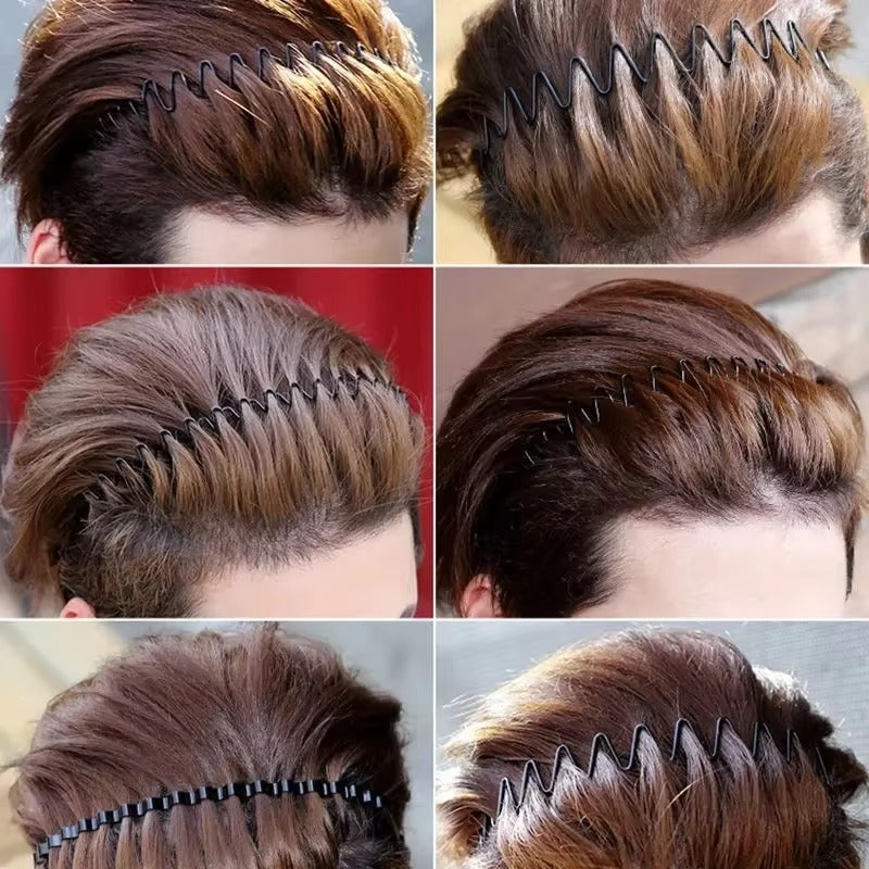 Black Metal Sports Hairband Headband Wave Alice Style Hair band Unisex Men Women