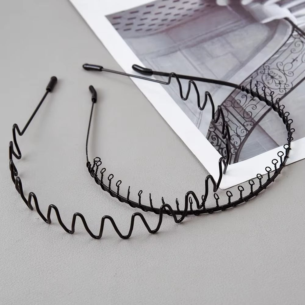 Black Metal Sports Hairband Headband Wave Alice Style Hair band Unisex Men Women