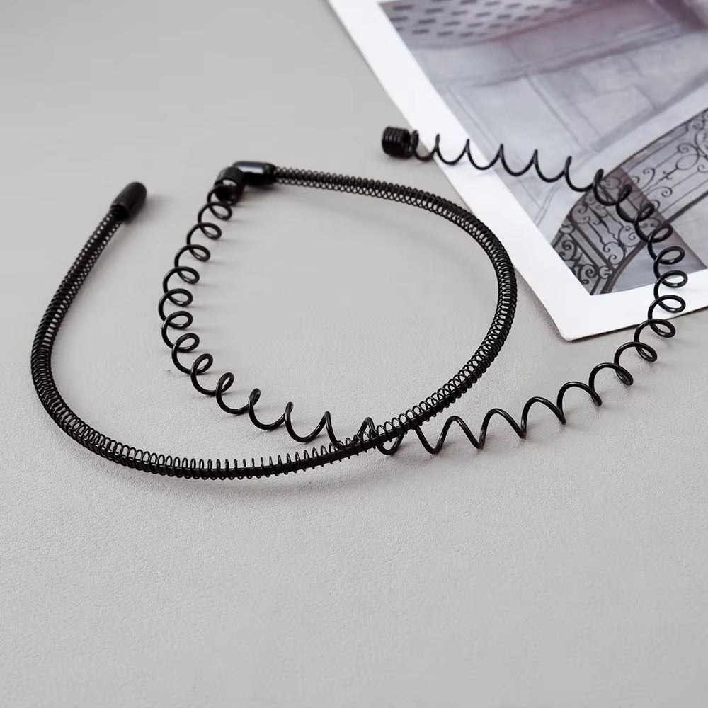 Black Metal Sports Hairband Headband Wave Alice Style Hair band Unisex Men Women