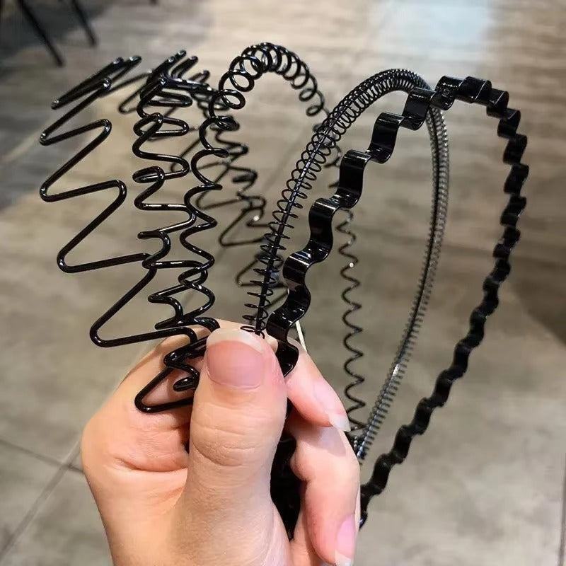 Black Metal Sports Hairband Headband Wave Alice Style Hair band Unisex Men Women