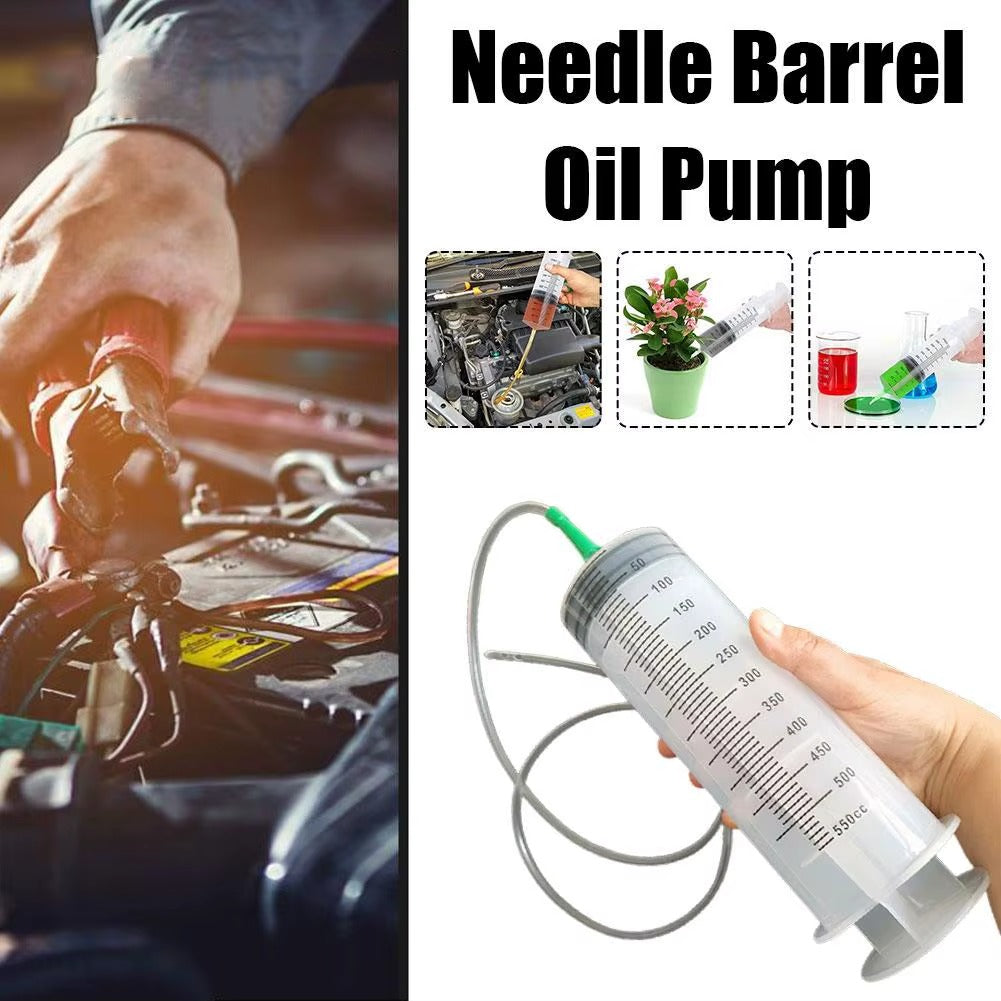 Large Capacity Syringe Reusable Pump Oil Measuring with 100-550ml 1M Clear Tube