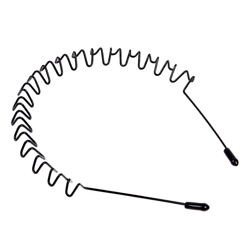 Black Metal Sports Hairband Headband Wave Alice Style Hair band Unisex Men Women