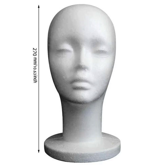 Polystyrene Foam Head Dummy Mannequin Female Model For Hat, Hair Wigs Display