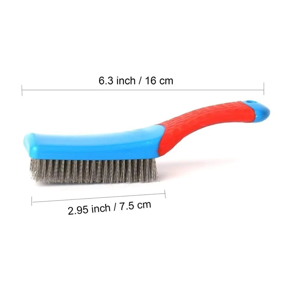 Heavy Duty small Wire Brush Stainless Steel Bristles Plastic Handle Rust Paint Remover