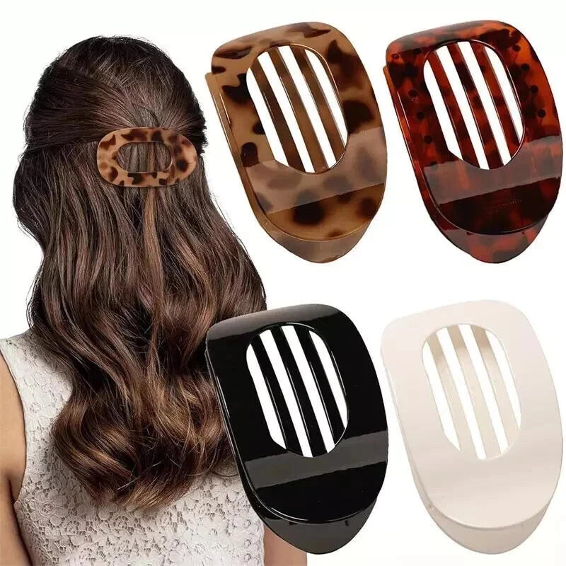 Flat Hair Clips for Thick Thin Hair Round Lay Down Claw Clips for Women, Random colour