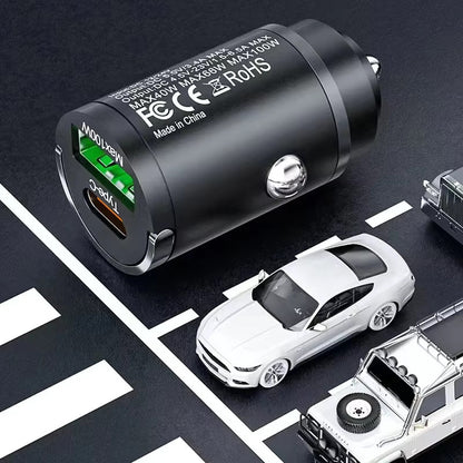 100W Fast Car Charger Mini Dual USB Type-C PD Phone Socket Adapter For Iphone Samsung
