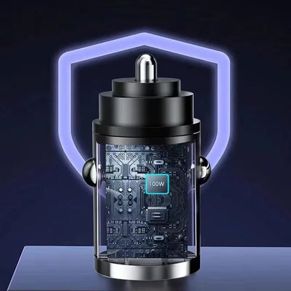 100W Fast Car Charger Mini Dual USB Type-C PD Phone Socket Adapter For Iphone Samsung