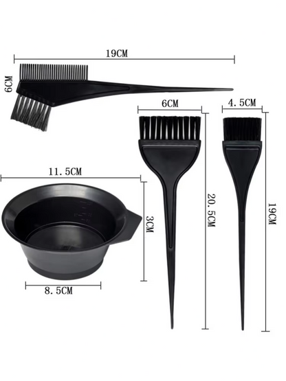 4pcs Hair Dye Kit Set Professional Hair Colour Dyeing Bowl Stirring Brush tools
