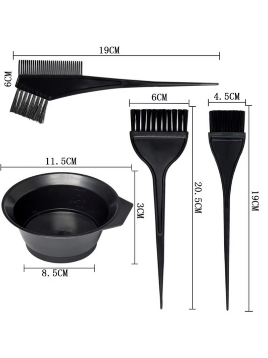 4pcs Hair Dye Kit Set Professional Hair Colour Dyeing Bowl Stirring Brush tools