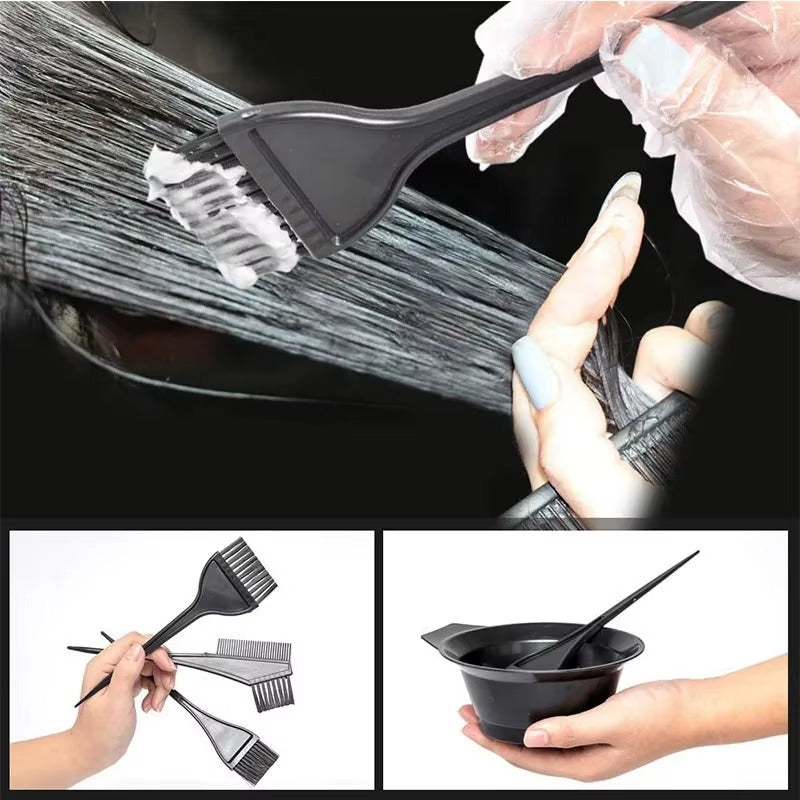 4pcs Hair Dye Kit Set Professional Hair Colour Dyeing Bowl Stirring Brush tools
