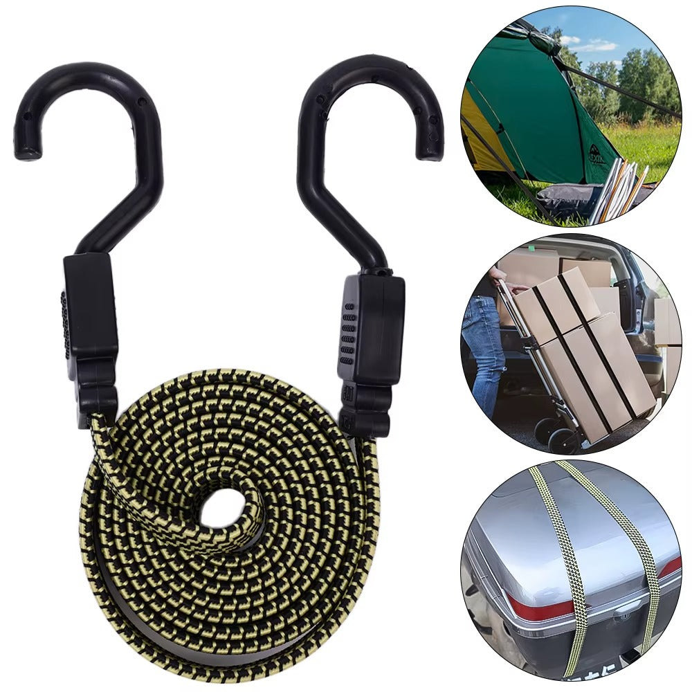 Flat Bungee Cords Elastic Luggage Strap Rope with Hooks Car Bike Various length
