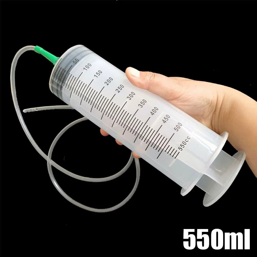 Large Capacity Syringe Reusable Pump Oil Measuring with 100-550ml 1M Clear Tube