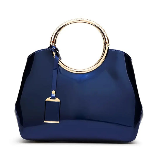 Stylish PU Leather Blue Handbag for women