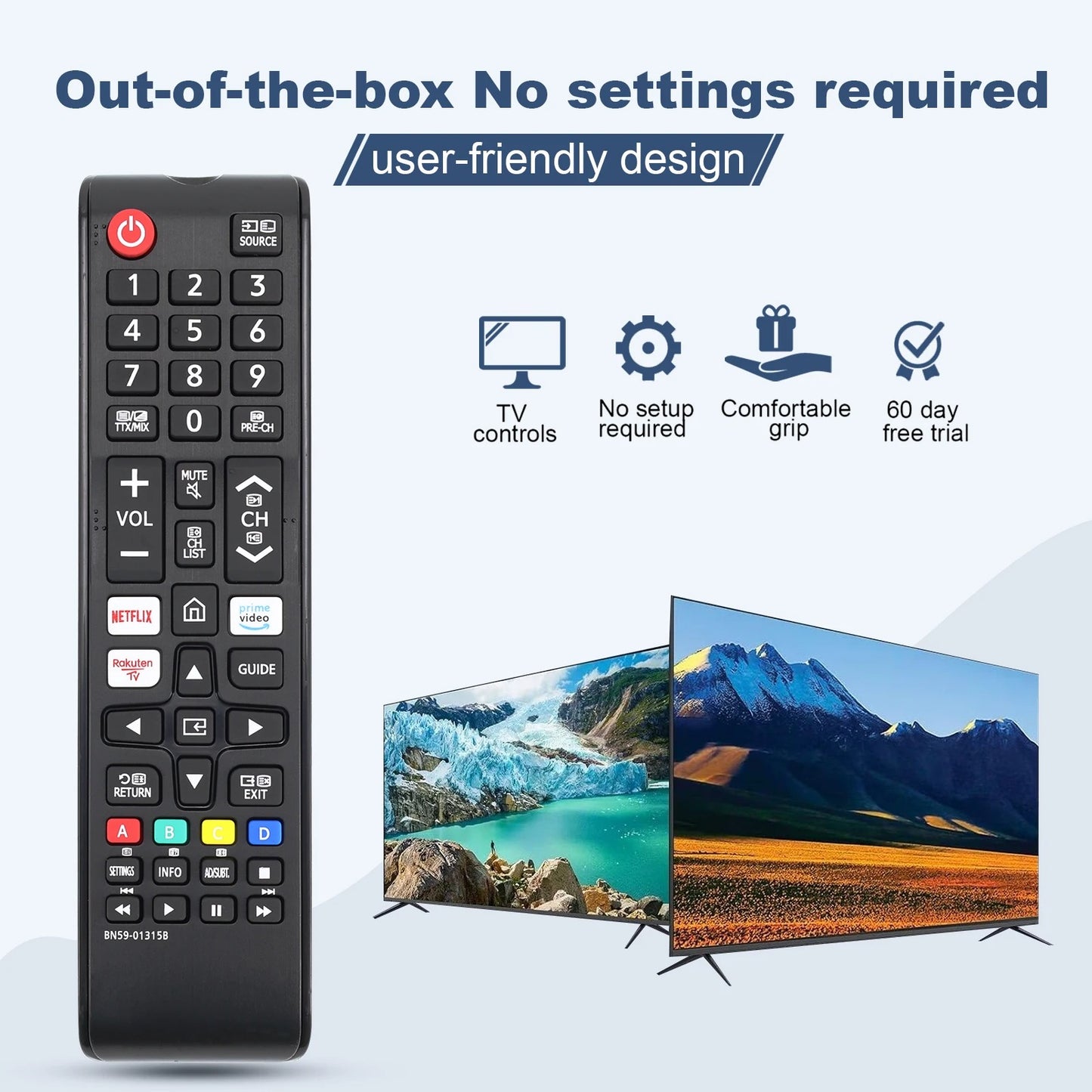 Replacement remote BN59-01315B for Samsung smart TV Series UE50RU71 UE55RU7105