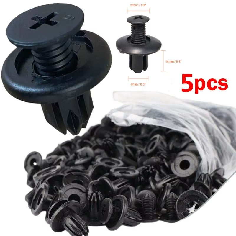 8mm Plastic Rivets Fasteners Screw Car Bumper Fender Black Rivet Car Fastener Clips for Toyota Focus Kia Nissan