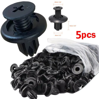 8mm Plastic Rivets Fasteners Screw Car Bumper Fender Black Rivet Car Fastener Clips for Toyota Focus Kia Nissan