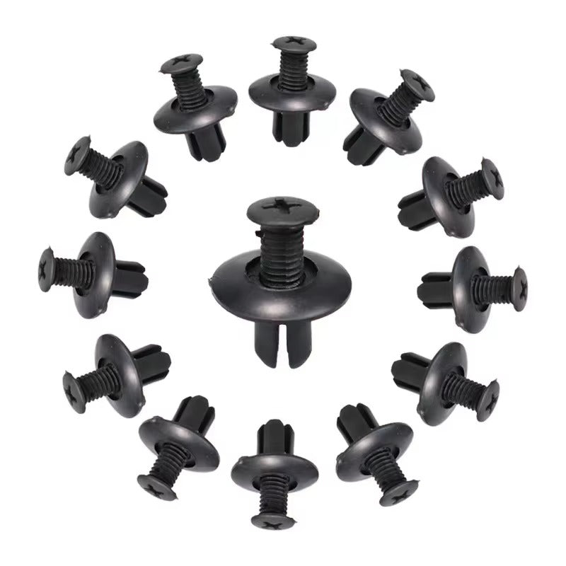 8mm Plastic Rivets Fasteners Screw Car Bumper Fender Black Rivet Car Fastener Clips for Toyota Focus Kia Nissan