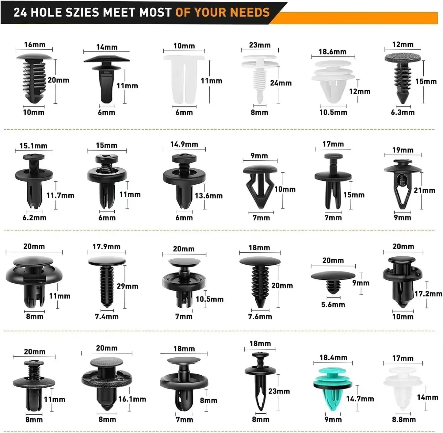 Plastic Car Fastener Clips Kit Mixed Car Bumper Door Trim Panel Auto Bumper Rivet Retainer Push Engine Cover