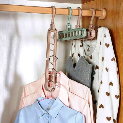Clothes Hanger 9 Hole Space-saving Fold-able Hanger 360 Rotation Random Colour