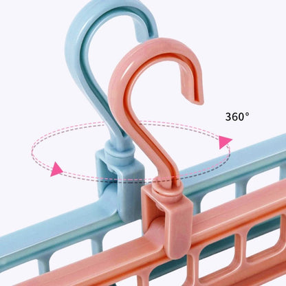 Clothes Hanger 9 Hole Space-saving Fold-able Hanger 360 Rotation Random Colour