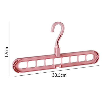 Clothes Hanger 9 Hole Space-saving Fold-able Hanger 360 Rotation Random Colour