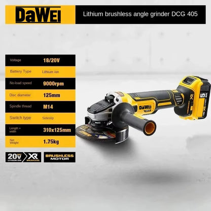 DAWEI DCG405 125mm Flat Head Angle Grinder Bare Tool 18V Brushless