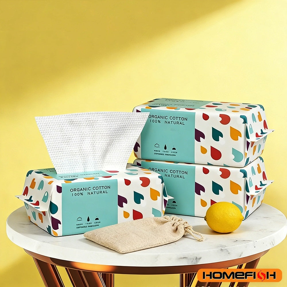 Facial Tissues Soft Thick Disposable Cotton Dry Cleansing Wipes for Makeup Remover