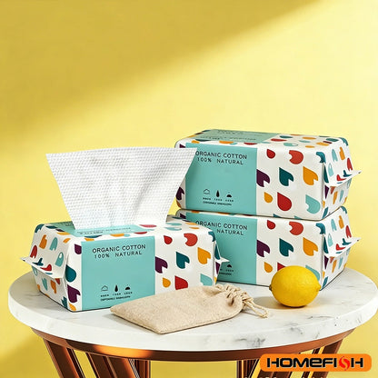 Facial Tissues Soft Thick Disposable Cotton Dry Cleansing Wipes for Makeup Remover