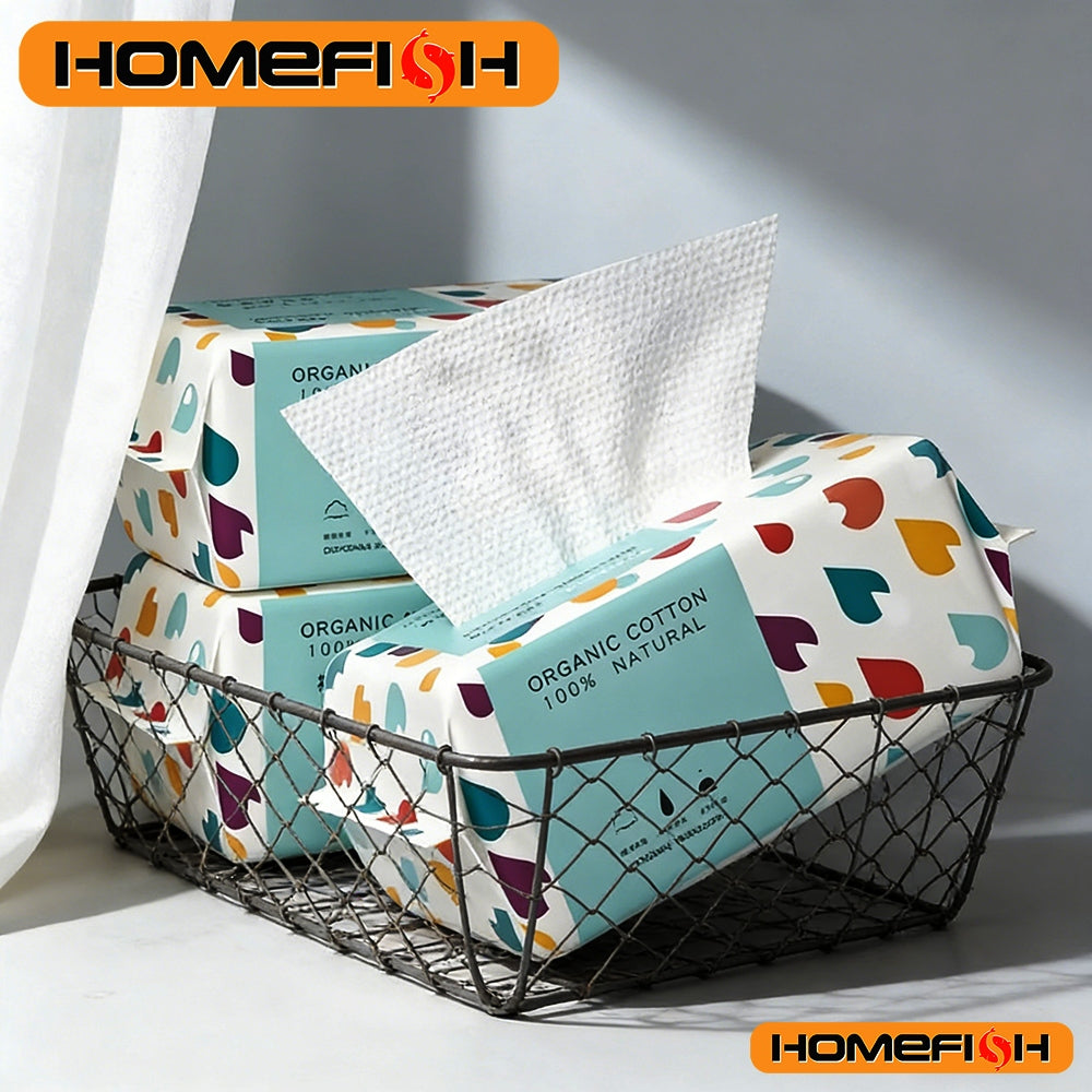 Facial Tissues Soft Thick Disposable Cotton Dry Cleansing Wipes for Makeup Remover