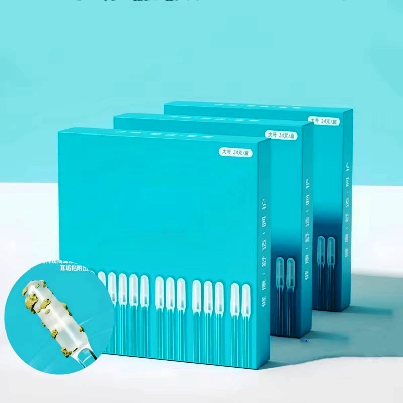 24pcs/Box Sticky Ear Swabs Soft Earwax Cleaner Remover Sticks Home Use Wax Clean