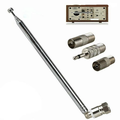 Radio Antenna FM Telescopic Screw F Rod Antenna 3.5mm Adapter for AV Stereo