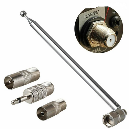 Radio Antenna FM Telescopic Screw F Rod Antenna 3.5mm Adapter for AV Stereo