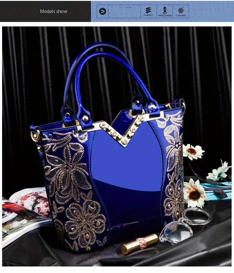 Shoulder Tote Handbag Patent Leather Shoulder Tote Handbag for Women