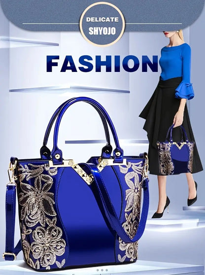 Shoulder Tote Handbag Patent Leather Shoulder Tote Handbag for Women