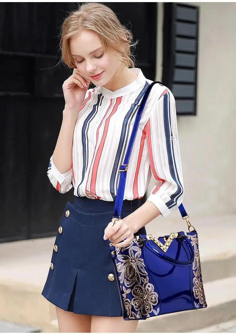 Shoulder Tote Handbag Patent Leather Shoulder Tote Handbag for Women