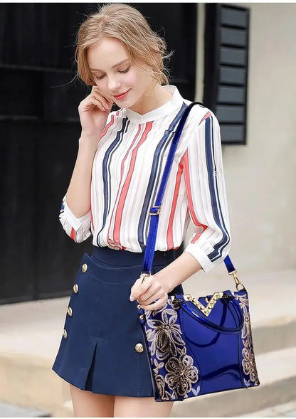 Shoulder Tote Handbag Patent Leather Shoulder Tote Handbag for Women