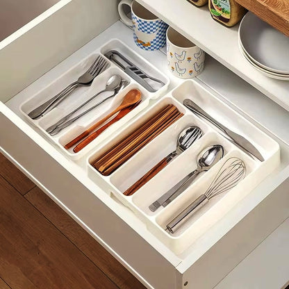 Kitchen Drawer Organizer Cutlery Storage Box for Fork Spoon Divider Large 29x25cm and Small 27x17cm
