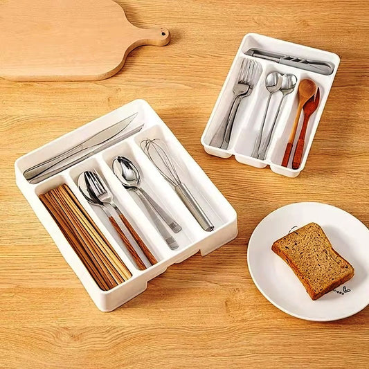 Kitchen Drawer Organizer Cutlery Storage Box for Fork Spoon Divider Large 29x25cm and Small 27x17cm