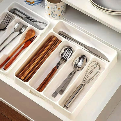 Kitchen Drawer Organizer Cutlery Storage Box for Fork Spoon Divider Large 29x25cm and Small 27x17cm