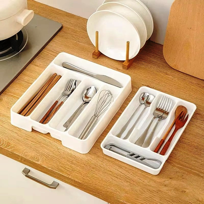 Kitchen Drawer Organizer Cutlery Storage Box for Fork Spoon Divider Large 29x25cm and Small 27x17cm