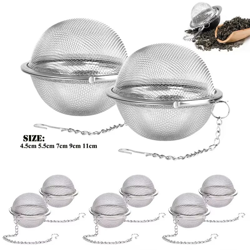 Tea Ball Strainer Infuser - Pack of 2 - Stainless Steel Mesh Filter Herb Spice