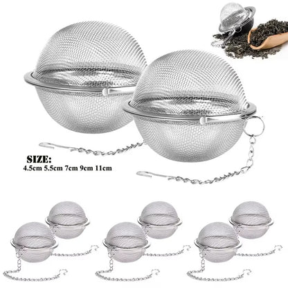 Tea Ball Strainer Infuser - Pack of 2 - Stainless Steel Mesh Filter Herb Spice